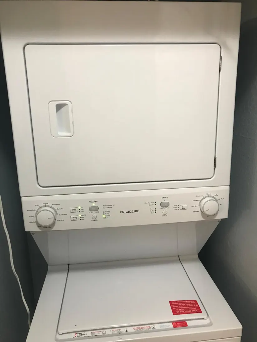 Stacked laundry unit repaired