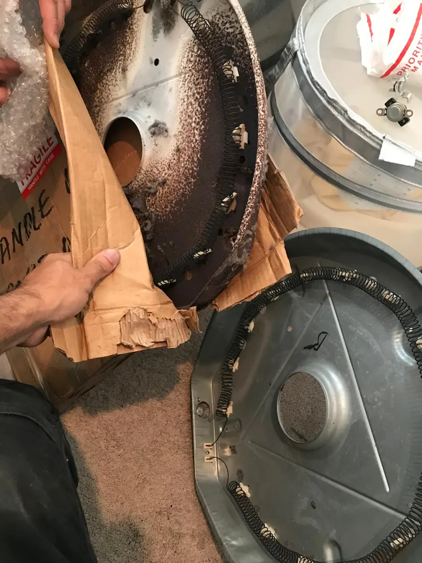 Dryer heating element during service
