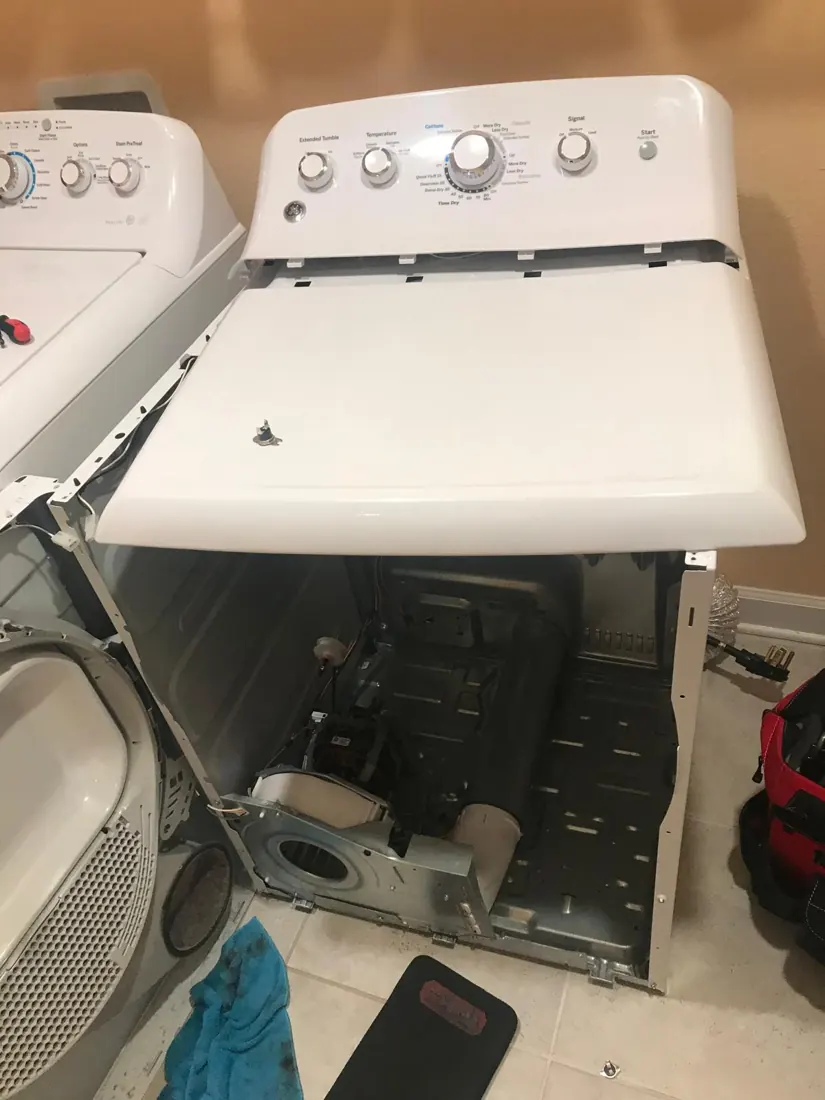 Dryer opened for service