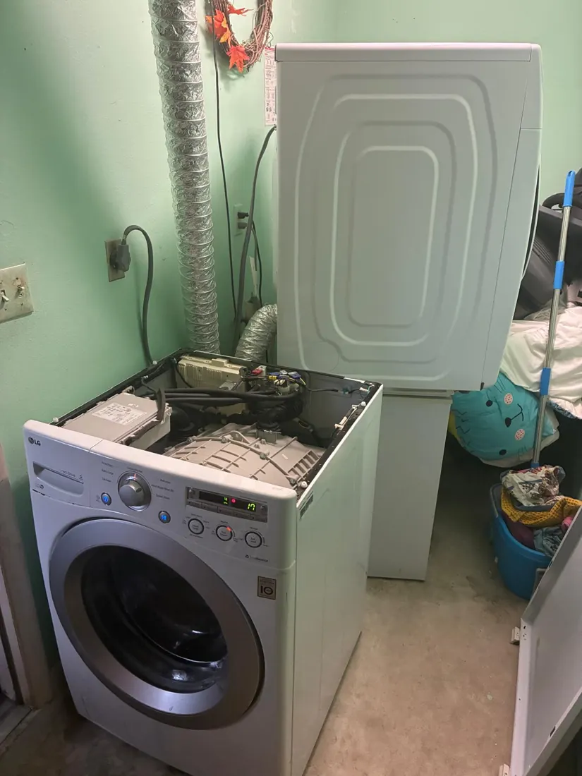 Washer opened for service