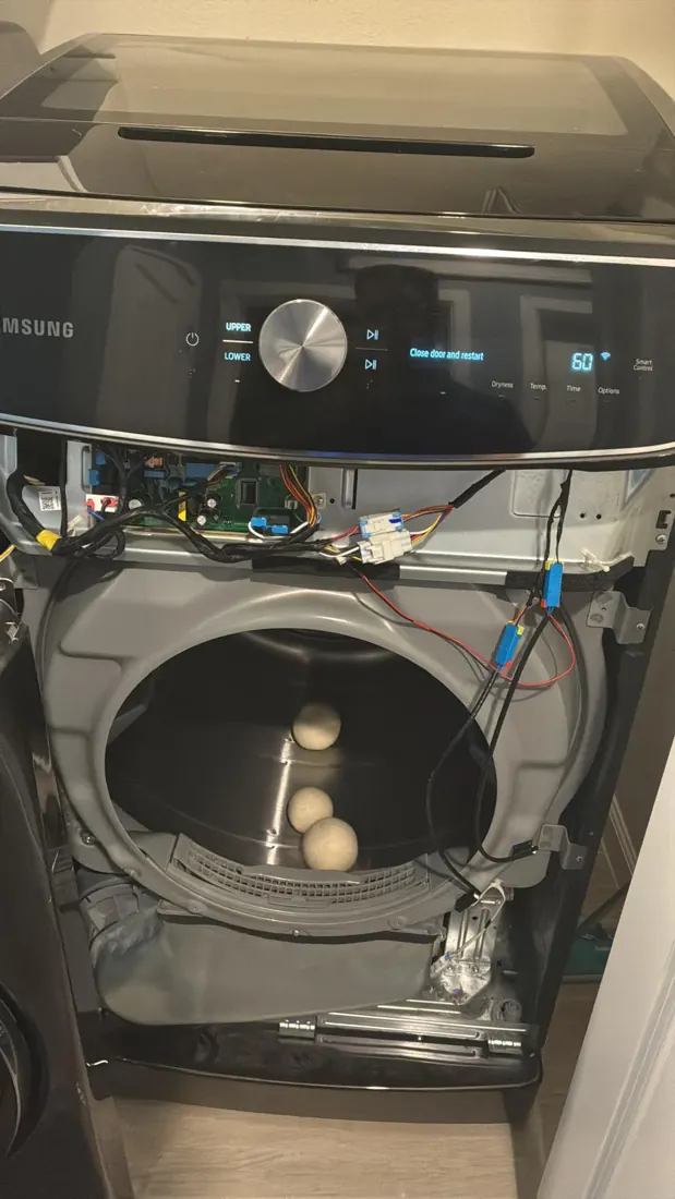 Front-load washer opened for inspection