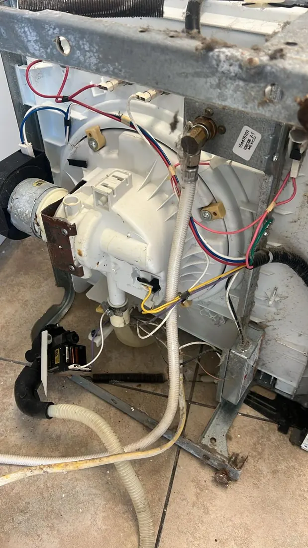Dishwasher underside during service