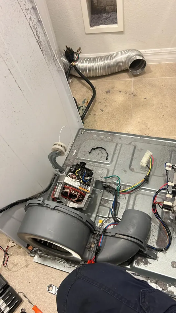 Dryer opened for service